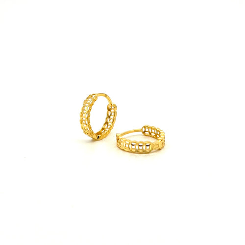 Cut-Out Coin Link Hoop Earrings — image 1