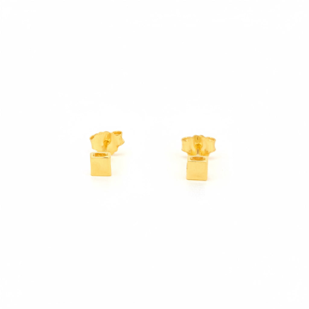 Mini Polished Square Earring Studs — image 1