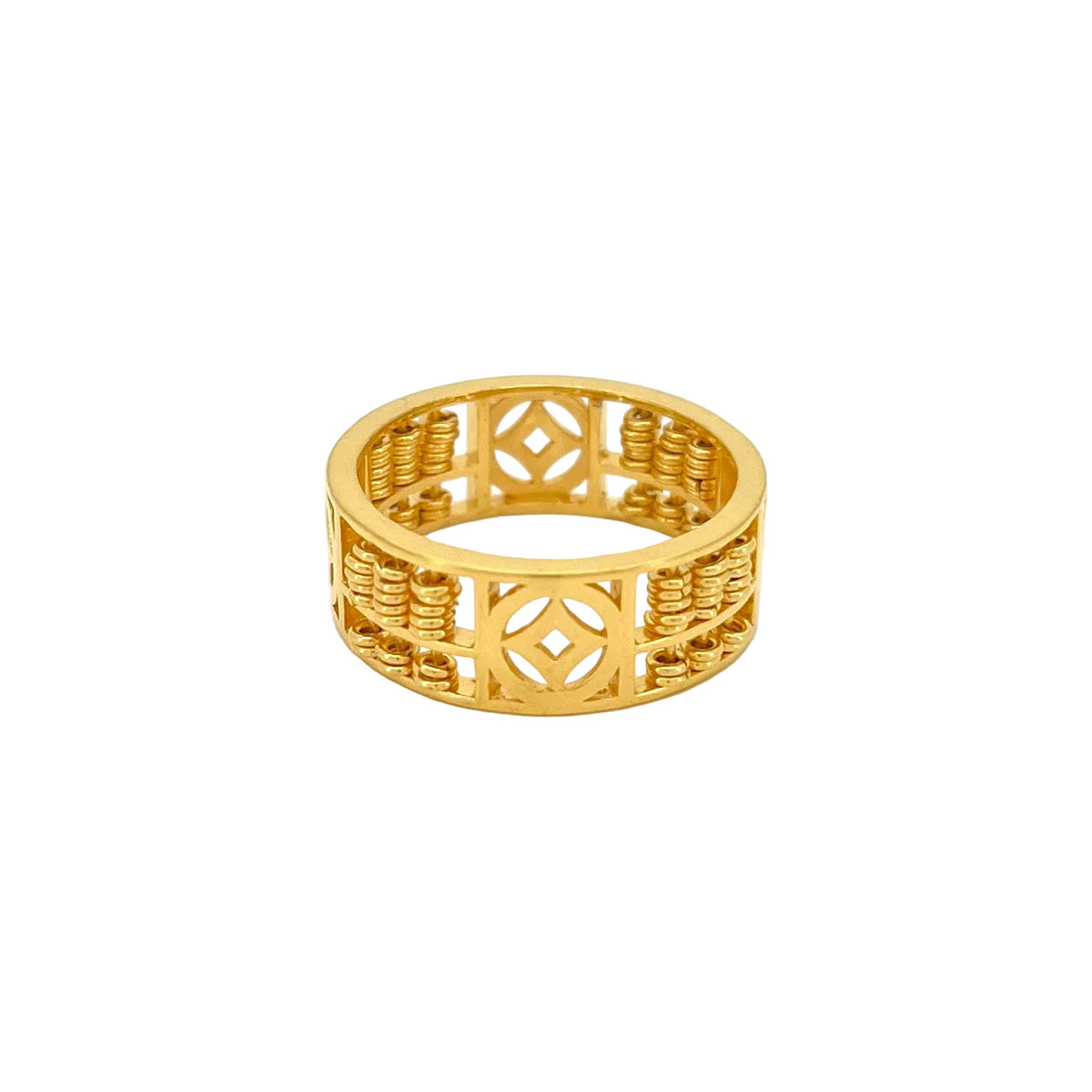 Polished Coin Cut-Out Abacus Ring — image 1