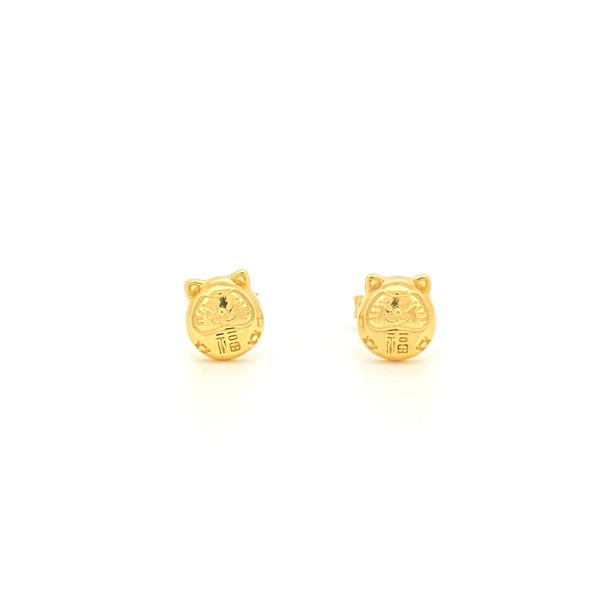 Polished Fortune Cat Earring Studs — image 1