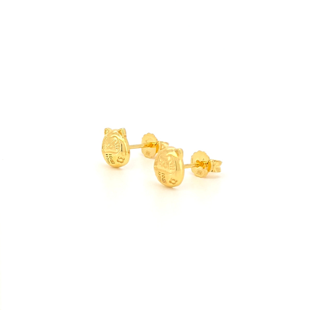 Polished Fortune Cat Earring Studs — image 2