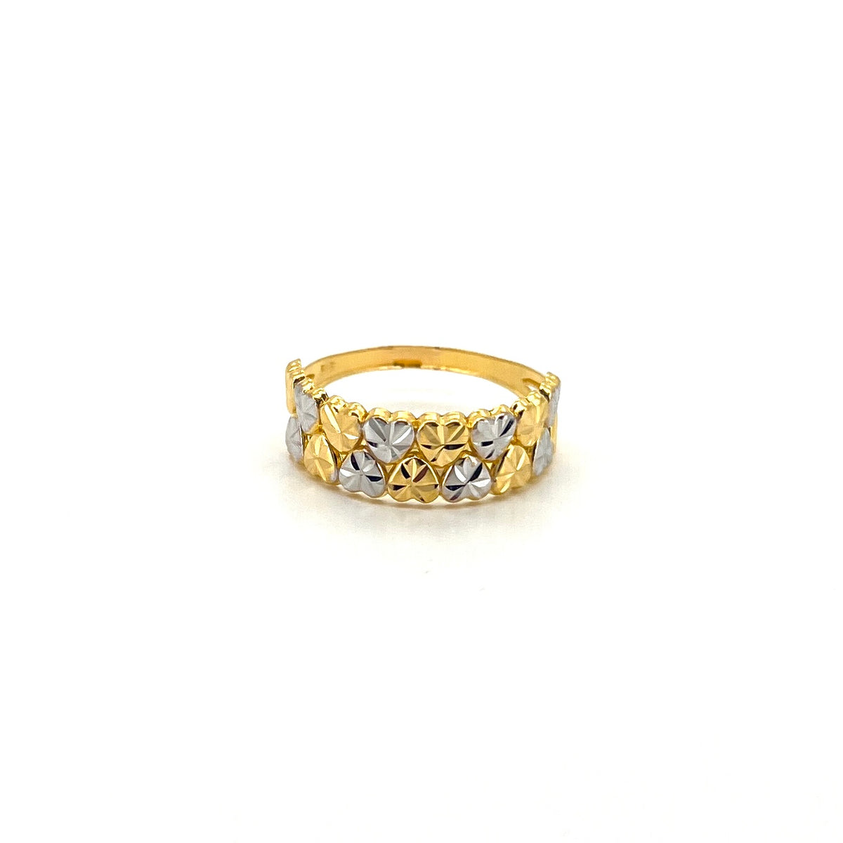 Two Tone Double Row Hearts Ring — image 1