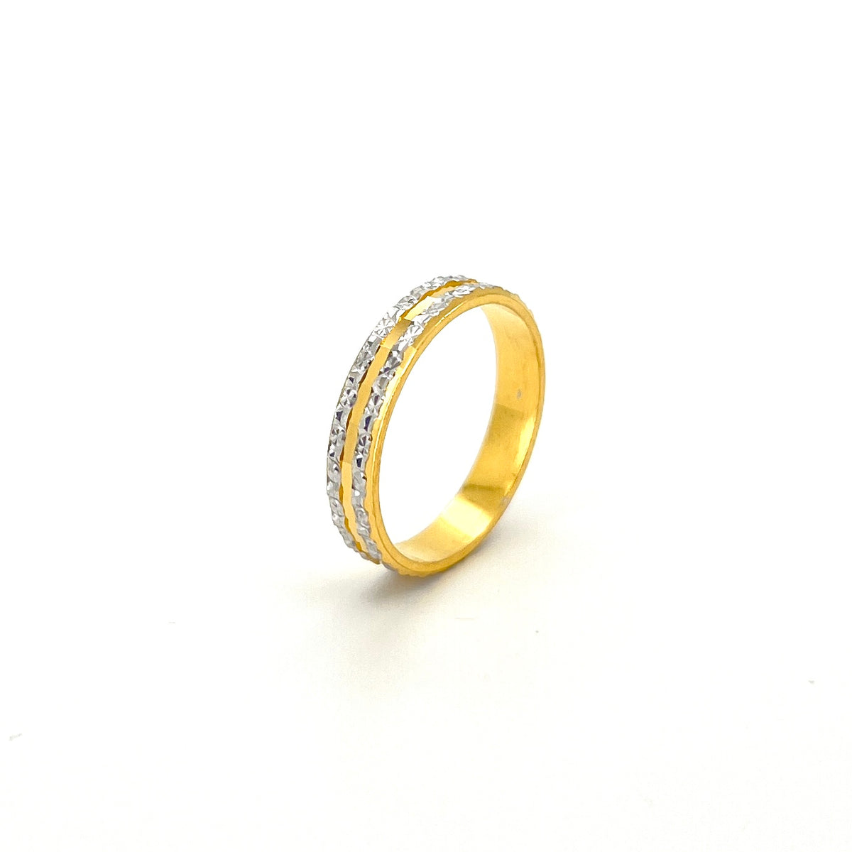 Two Tone Double Row Starburst Cut Ring — image 1