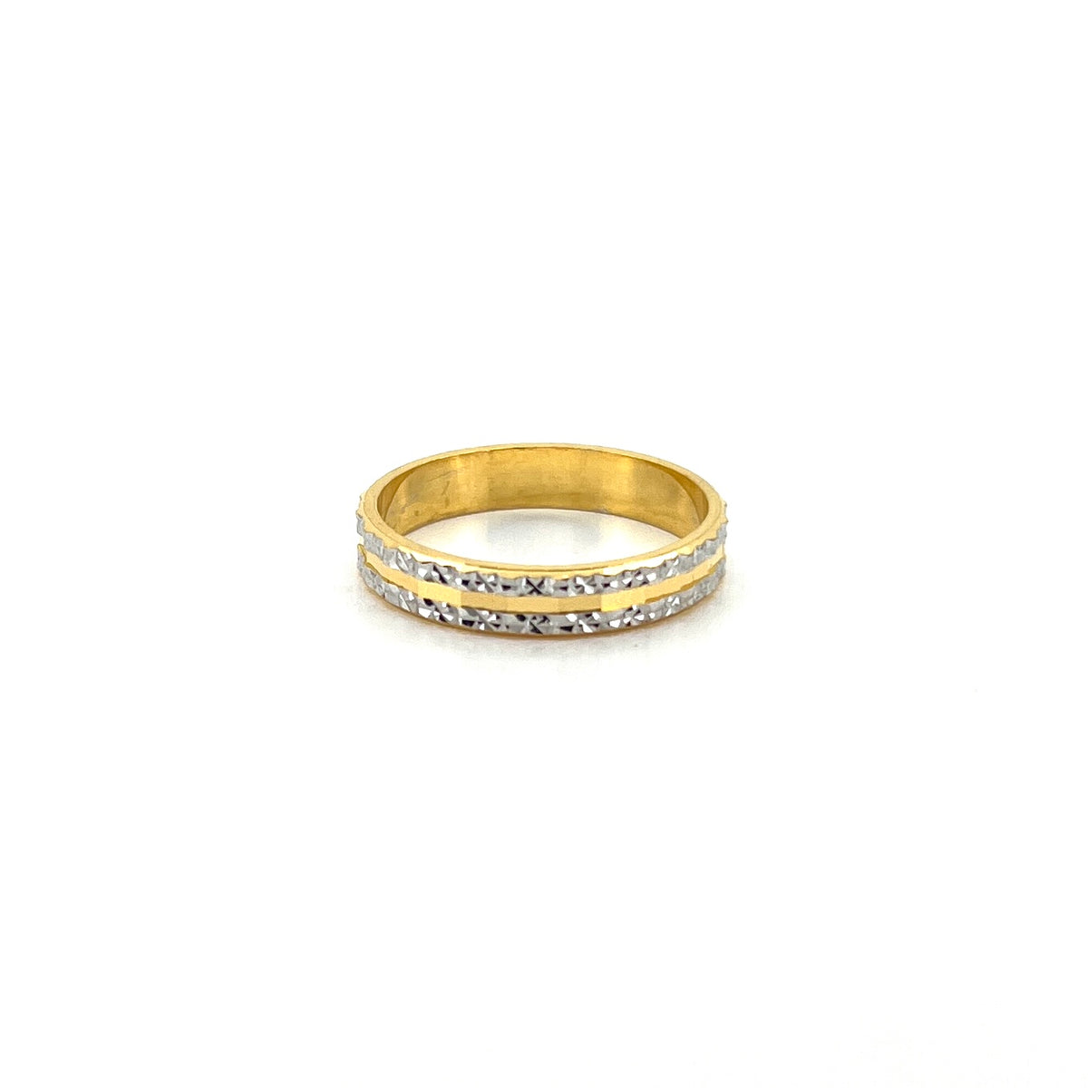 Two Tone Double Row Starburst Cut Ring — image 2